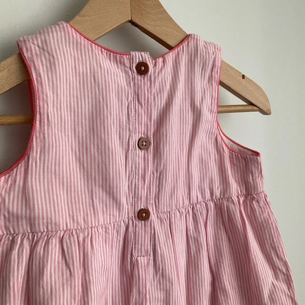 Baby Boden Striped Pink Dress 6-12 Months with Red Floral Embroidery - Picture 5 of 12